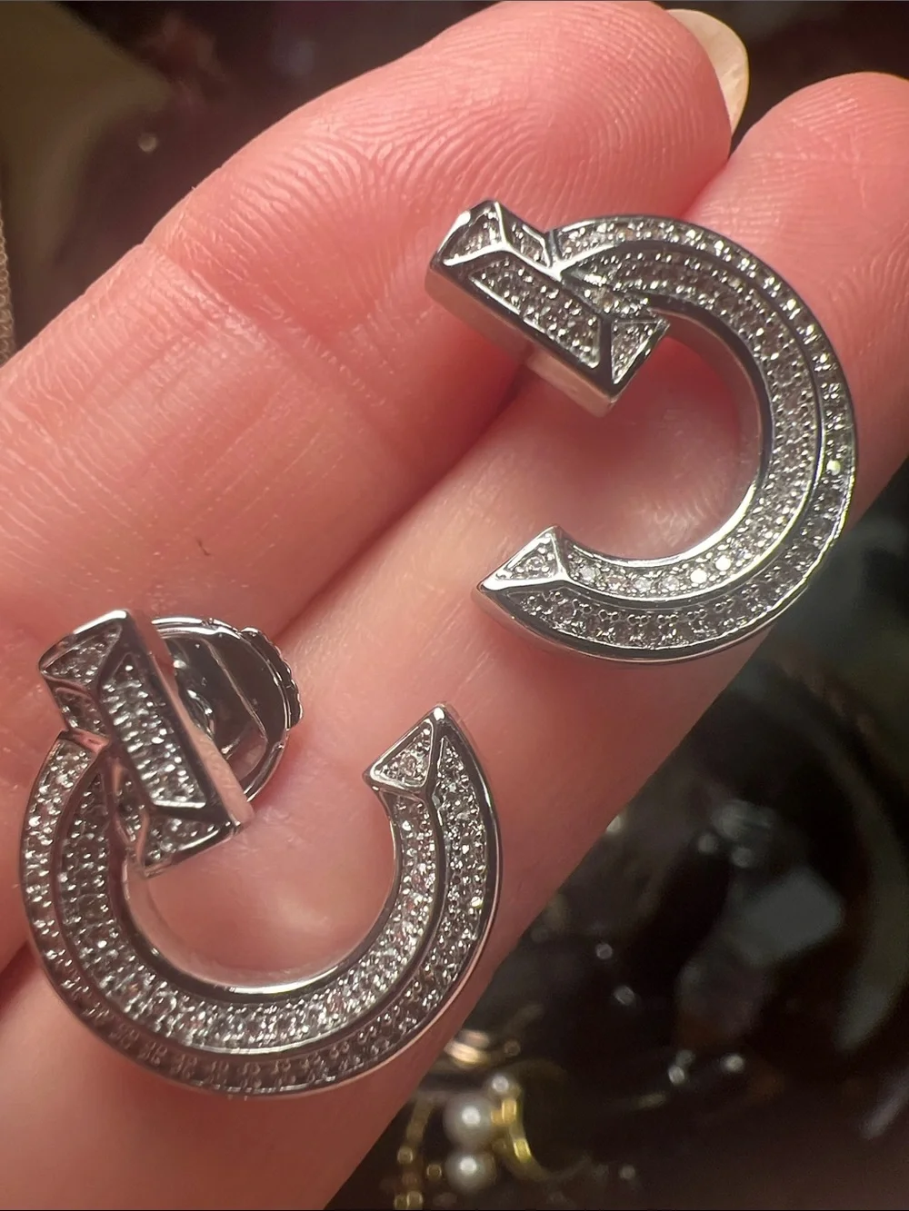 Silver Pave Arrow Hoop Earrings - Women Jewelry